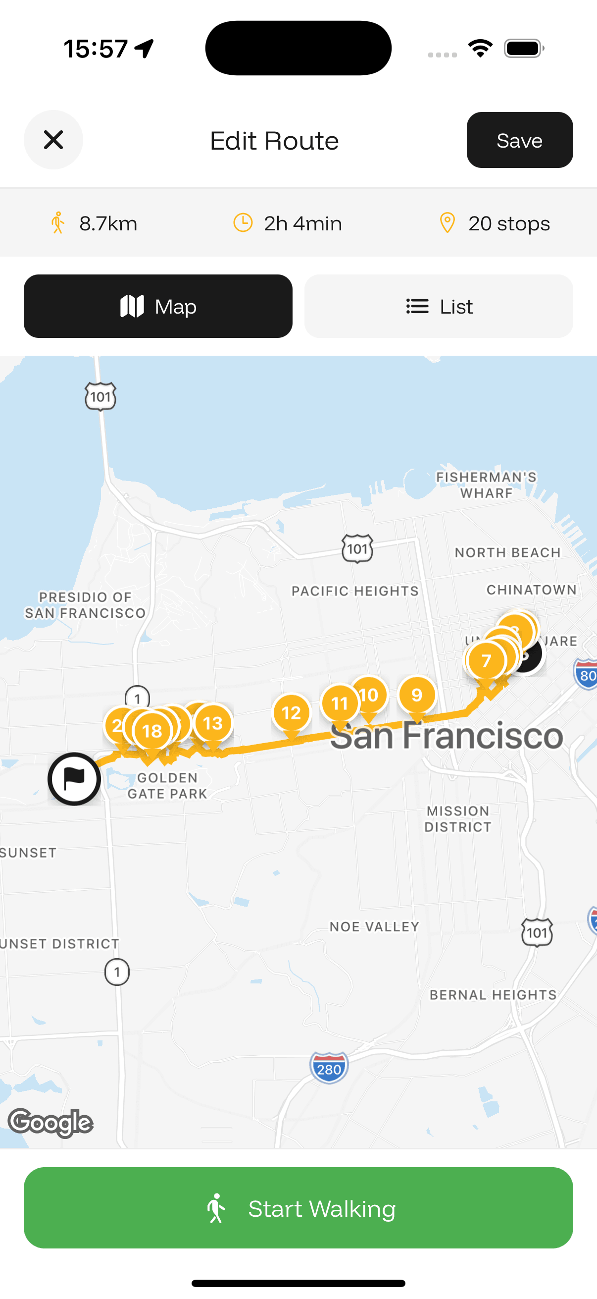 Diskavr app showing detected points of interest