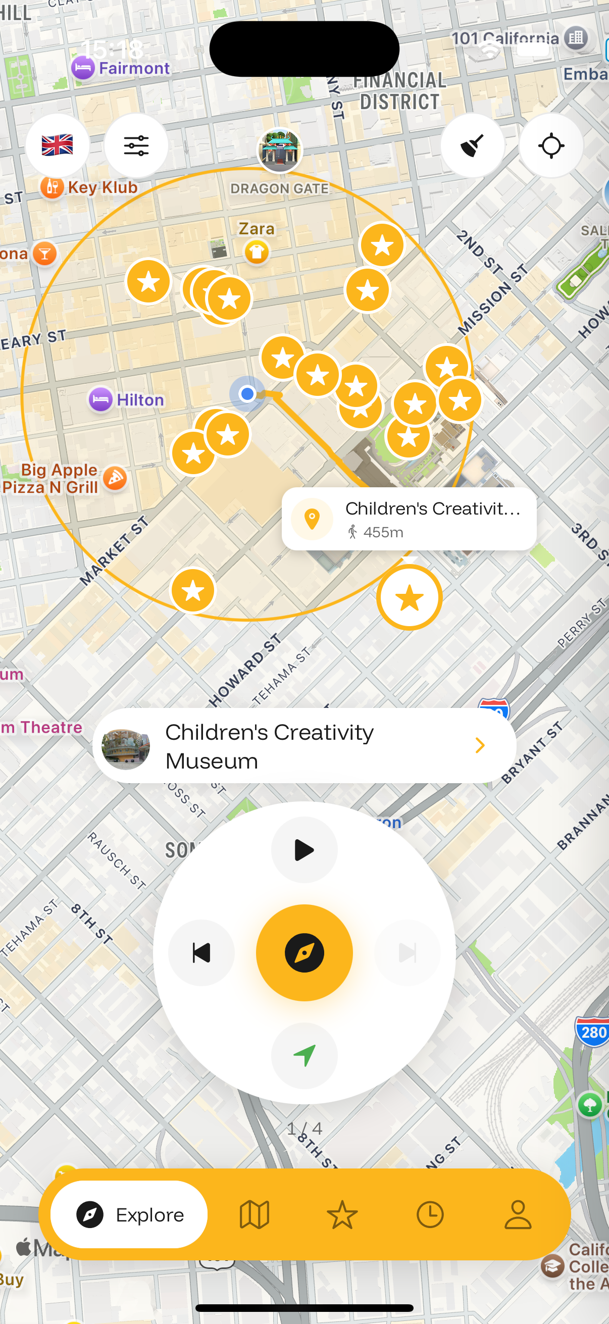 Diskavr app showing detected points of interest